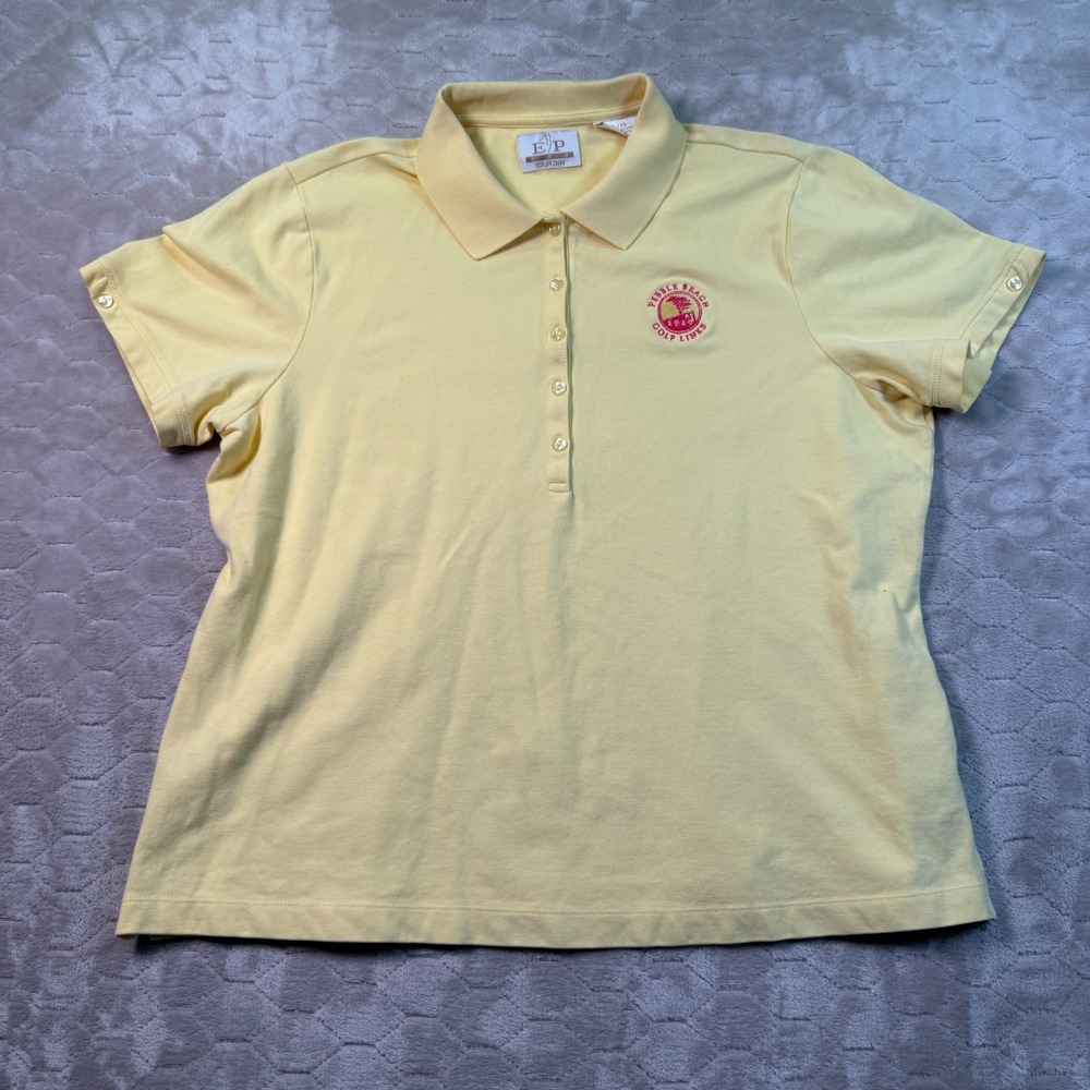 EP Pro Tour Dry Women's Pebble‎ Beach Golf Polo Sz XL Yellow Embroidered